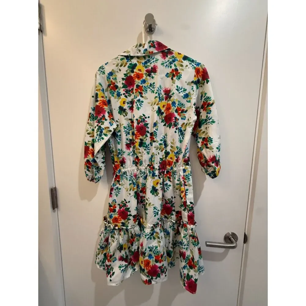 Cara Cara Multicolor Floral Long Sleeve Midi Dress XS Like New